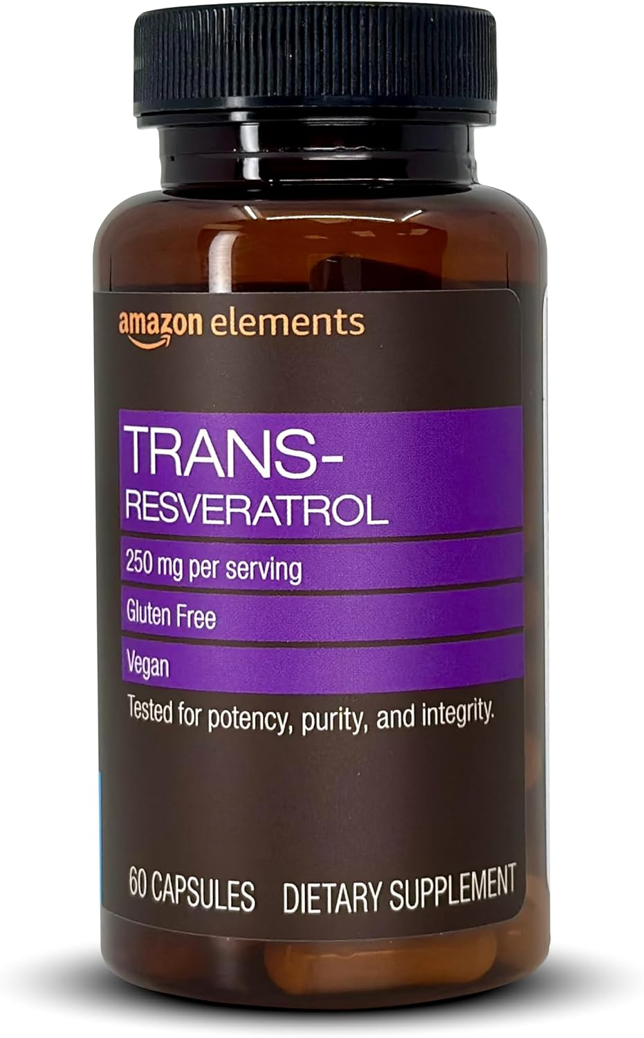 Amazon Elements Trans-Resveratrol, 250 mg, 60 Capsules, 2 Month Supply, Vegan