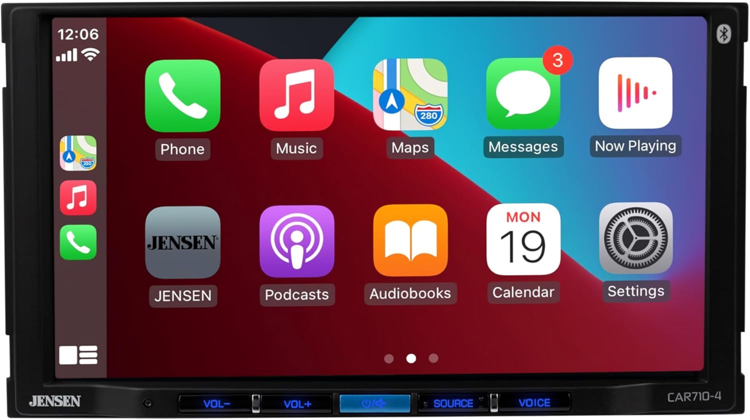 JENSEN CAR710-4 7-inch Certified Apple CarPlay Android Auto | Double DIN Touchscreen Car Stereo Radio | Bluetooth Hands Free Calling & Music Streaming | Backup Camera Input | USB Playback & Charging
