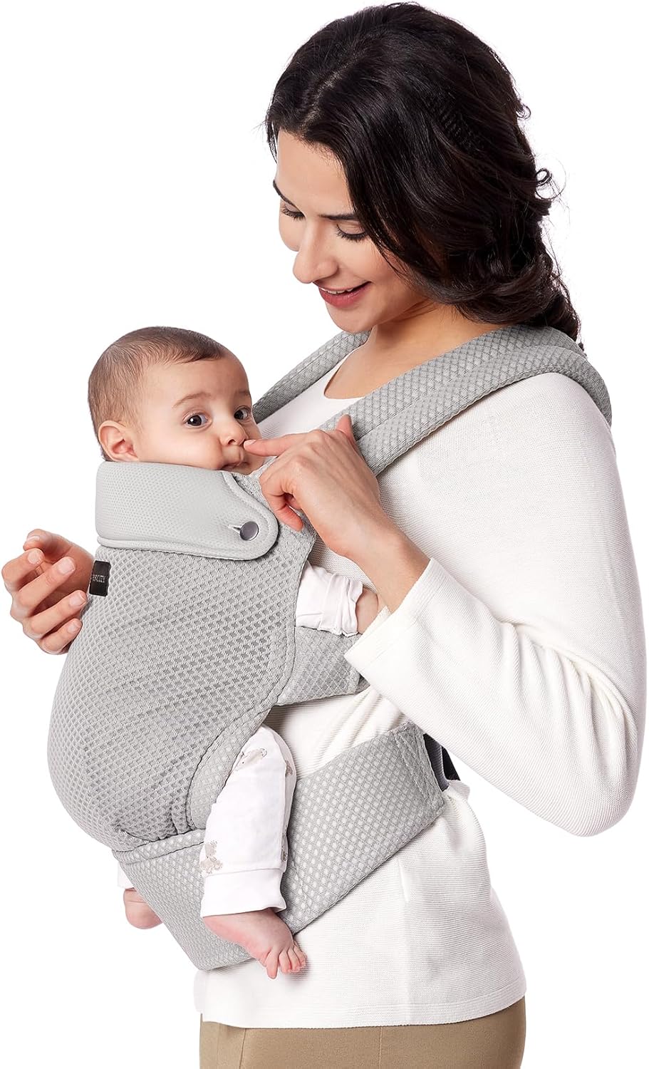 Momcozy Breathable Mesh Baby Carrier, Ergonomic and Lightweight Carrier for 3-24 Months with Enhanced Lumbar Support, All Day Comfort for Hands-Free Parenting, Air Mesh-Grey