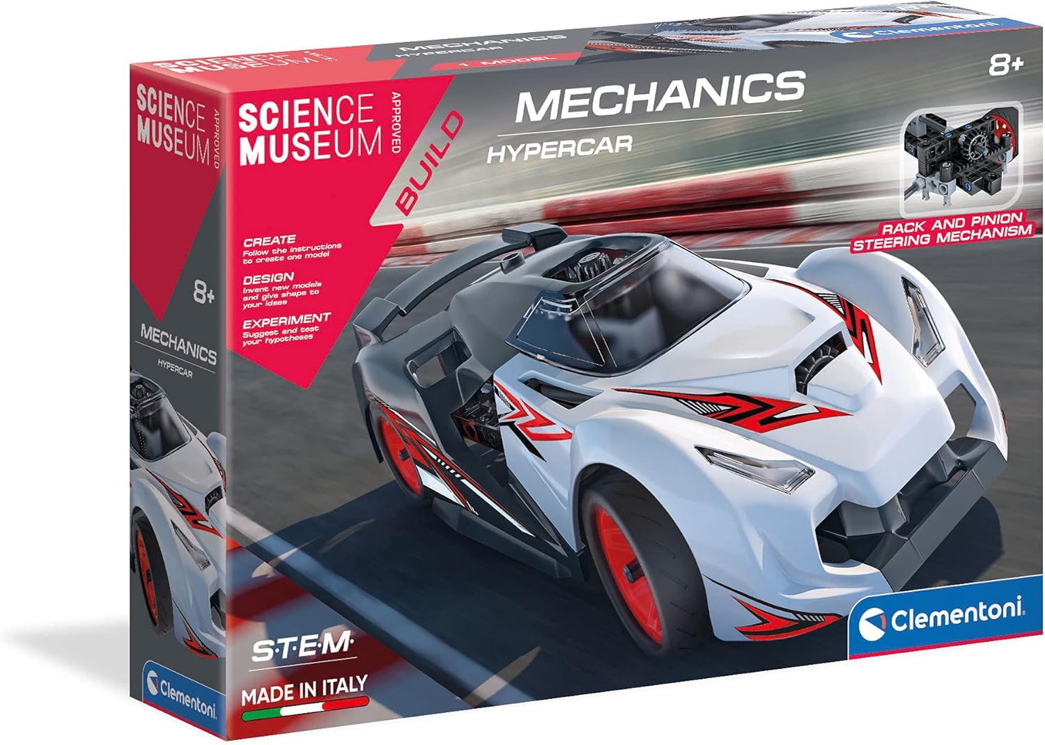 Clementoni- Science Museum Mechanics Hypercar Kit for Kids & Adults: Build Your Own Racing Car (8 Years+)