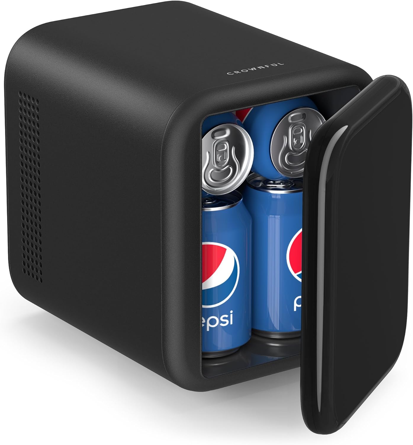 CROWNFUL Mini Fridge, 4 Liter/6 Cans Portable Skincare Fridge, AC/12V DC Cooler and Warmer Personal Refrigerator for Bedroom, Car, Dorm, Office, Food, ETL Listed Black