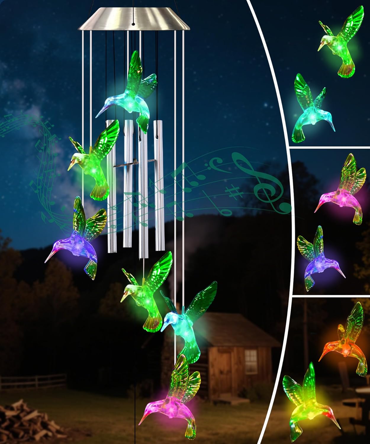 Nacome Wind Chimes for Outside: Tubes Memorial Wind Bell Birthday Gifts for Mom Mother Grandma Women Christmas,Yard Garden Decor Indoor/Outdoor(Hummingbird)