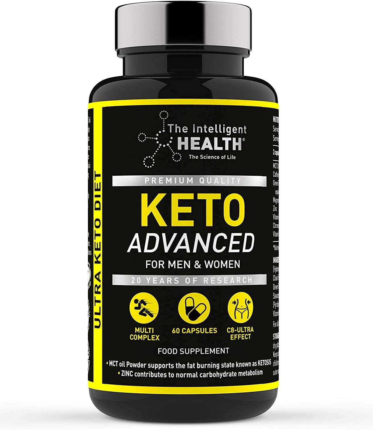 Keto Diet Pills 60 Capsules, Premium Quality C8 & MCT Oil Nutritional Food Supplement Tablets, Suitable for Ketogenic, Paleo, Low Carbs & Atkins Diets & Training Regimes by The Intelligent Health
