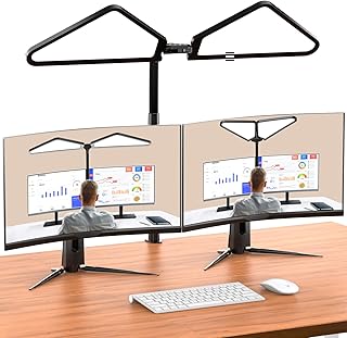 LED Desk Lamp for Home Office,Triangle Desk Light,360° Adjustable Swivel Table Lamp,Bright Desk Lamp with Clip,Long Time Use Eye Protection,Dual Screen Monitor Lamp,Work Read Design Student Study