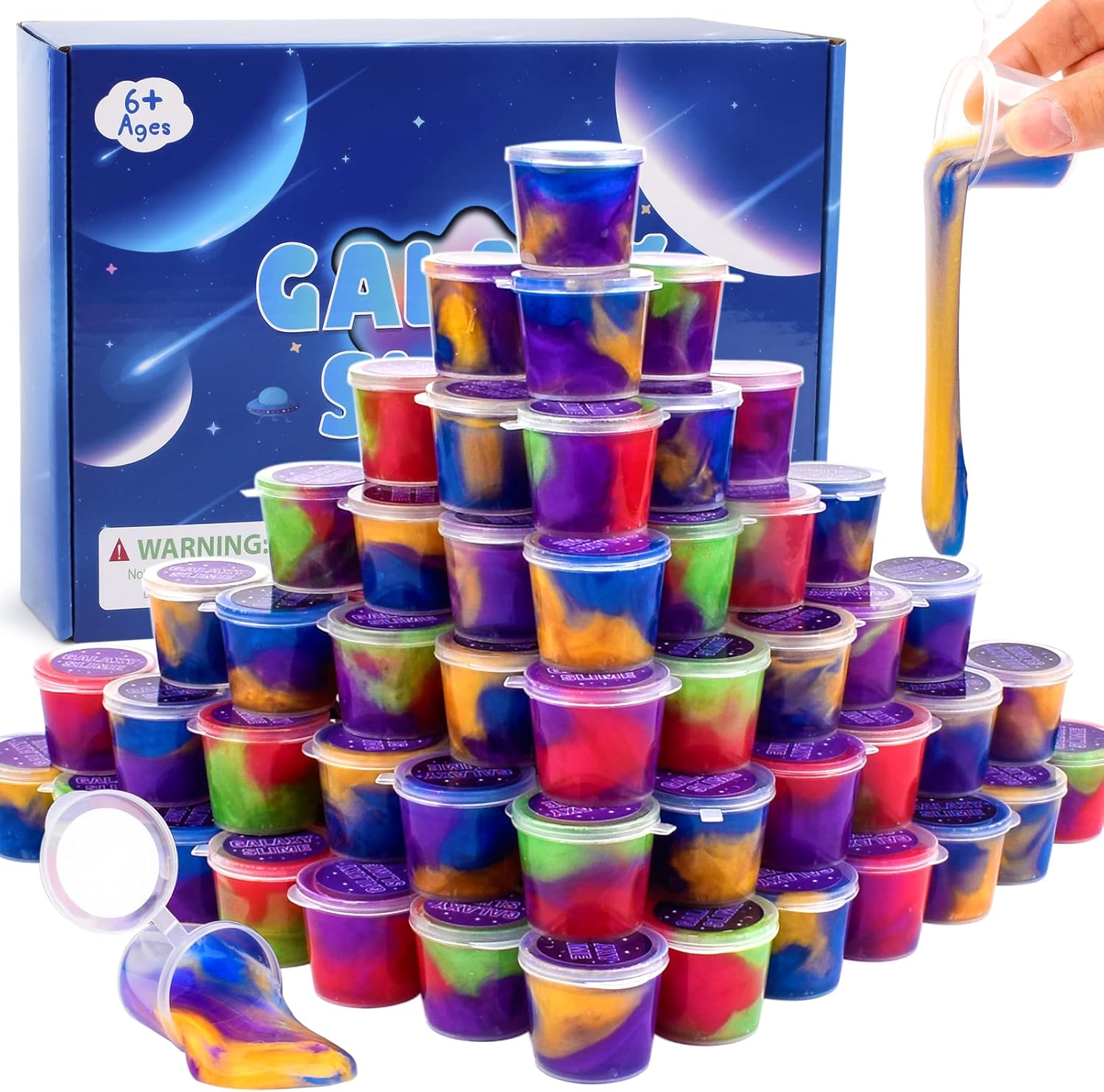 Galaxy Slime Kit,60 Pack Slime Party Favors, Fluffy and Non Sticky Bulk Slime Putty Toy, Mini Slime Kits for Boys and Girls,Cute Stuffers 60pack