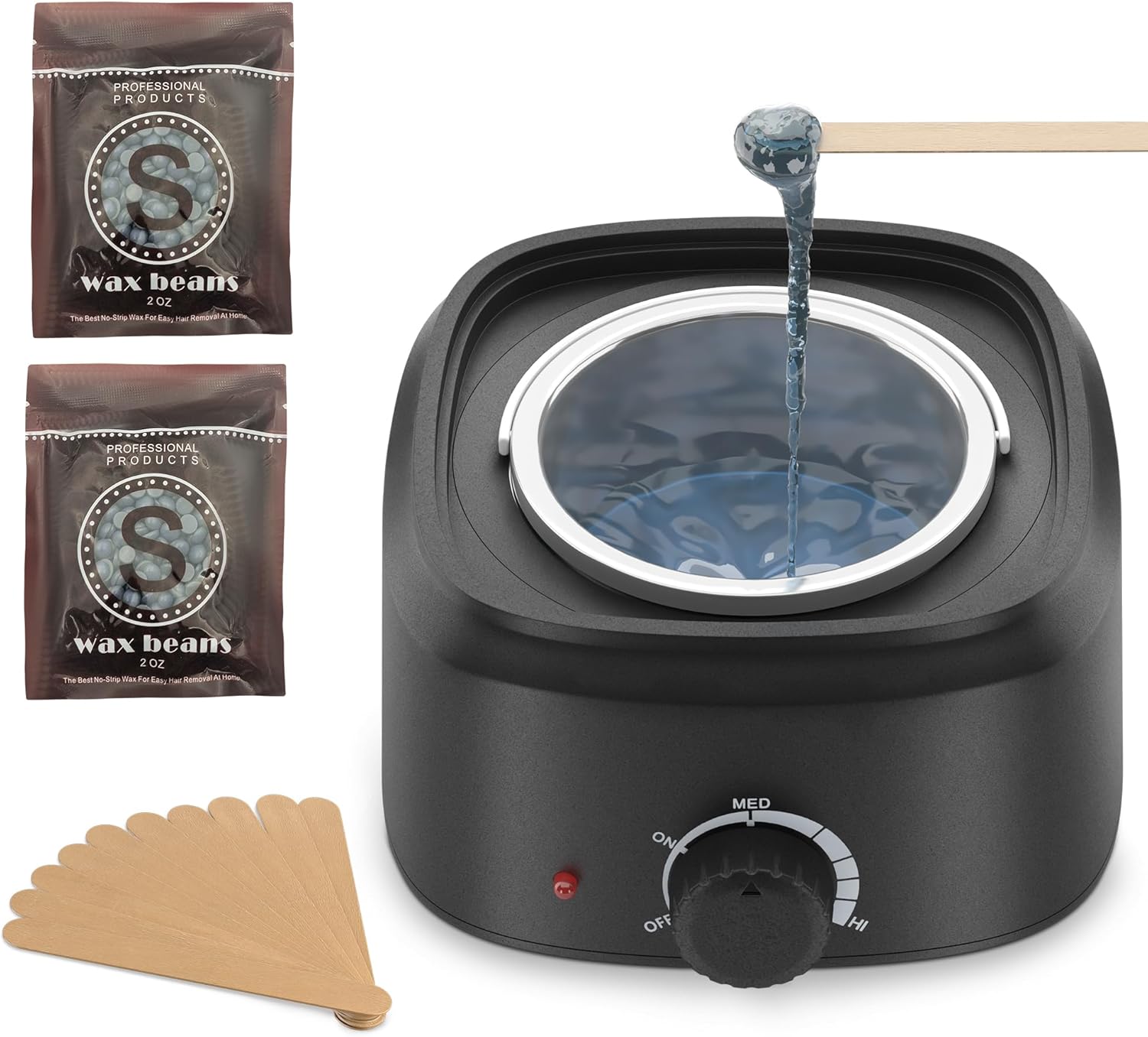 Paraheeter Wax Warmer - Wax kit for Hair Removal,Professional Wax Pot for Waxing, with 2 Bags Wax Beads and 10 Applicator Sticks, Home Wax Pot for Full Body Hair Removal
