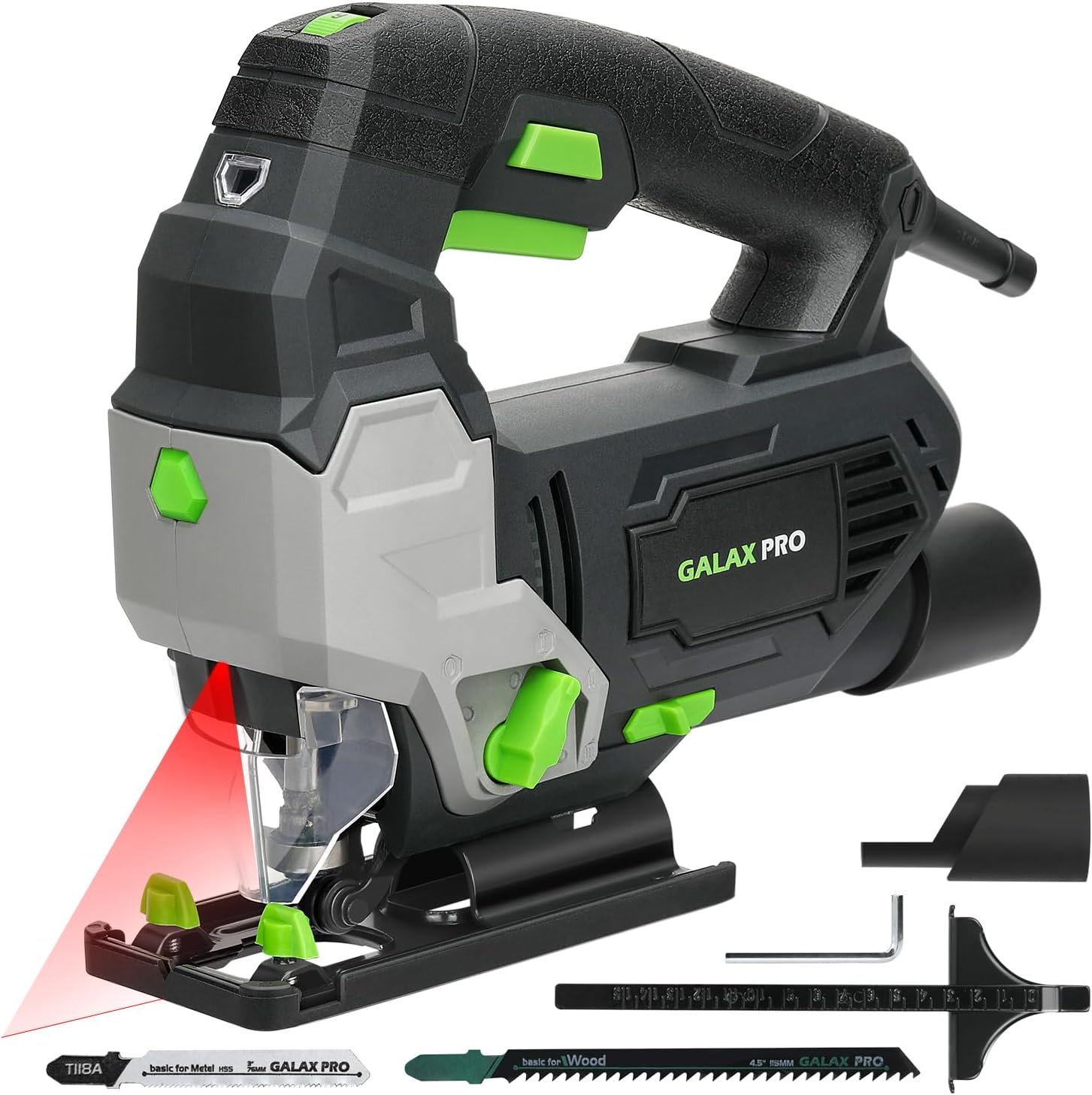 GALAX PRO Jigsaw, 800W 3000 SPM Jig Saw Tool, Max ±45° Bevel Cutting Angle, 6 Adjustable Speeds, 4-Position Orbital Action,Laser Guide, Max Cutting Capacity: 100mm Wood, 10mm Metal