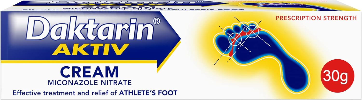 Daktarin Aktiv Cream (1x 30g), Help Treat your Athelete's Foot with Fungus Foot Treatment, Suitable for Cracked and Itchy Skin