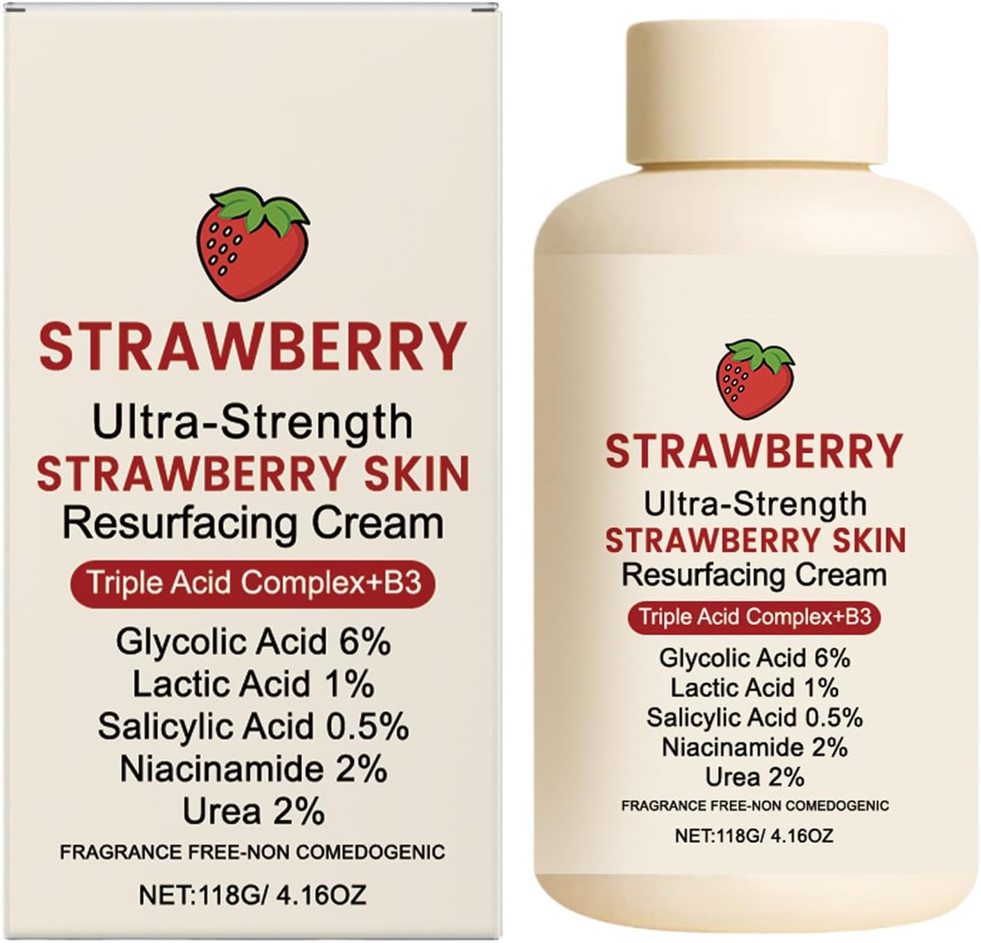 Strawberry Skin Treatment, Strawberry Skin, Strawberrys Skin, Ultra Strength Exfoliating Resurfacing Cream With Triple-Acid Complex For Rough & Bumpy Skins, Improves Skinss Tone, Texture (4.16Oz)