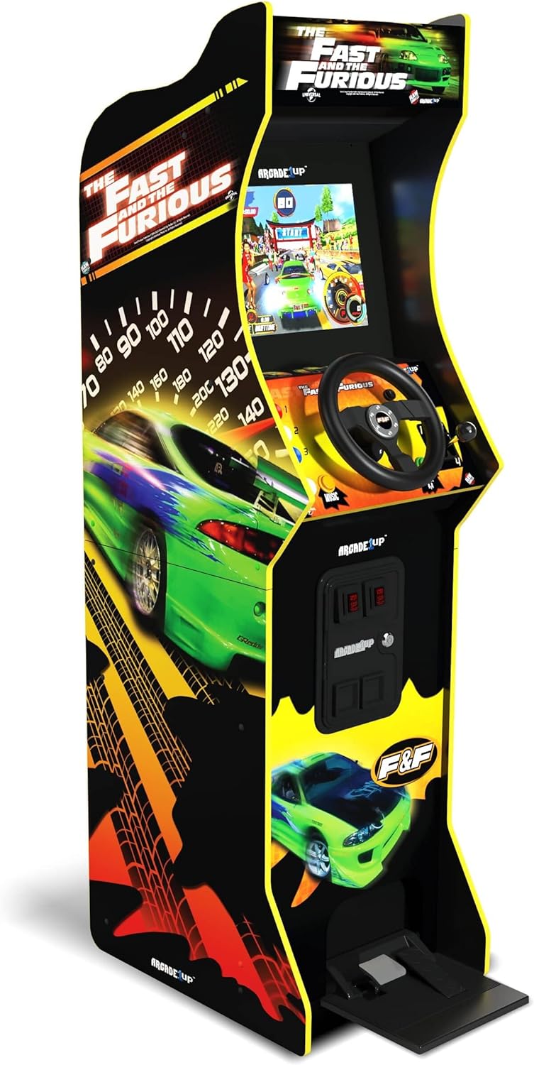 ARCADE1UP The Fast & The Furious Deluxe Arcade Game for Your Home, with 5-Foot-Tall Stand-up Cabinet, 2 Classic Games, and 17-inch LCD Screen