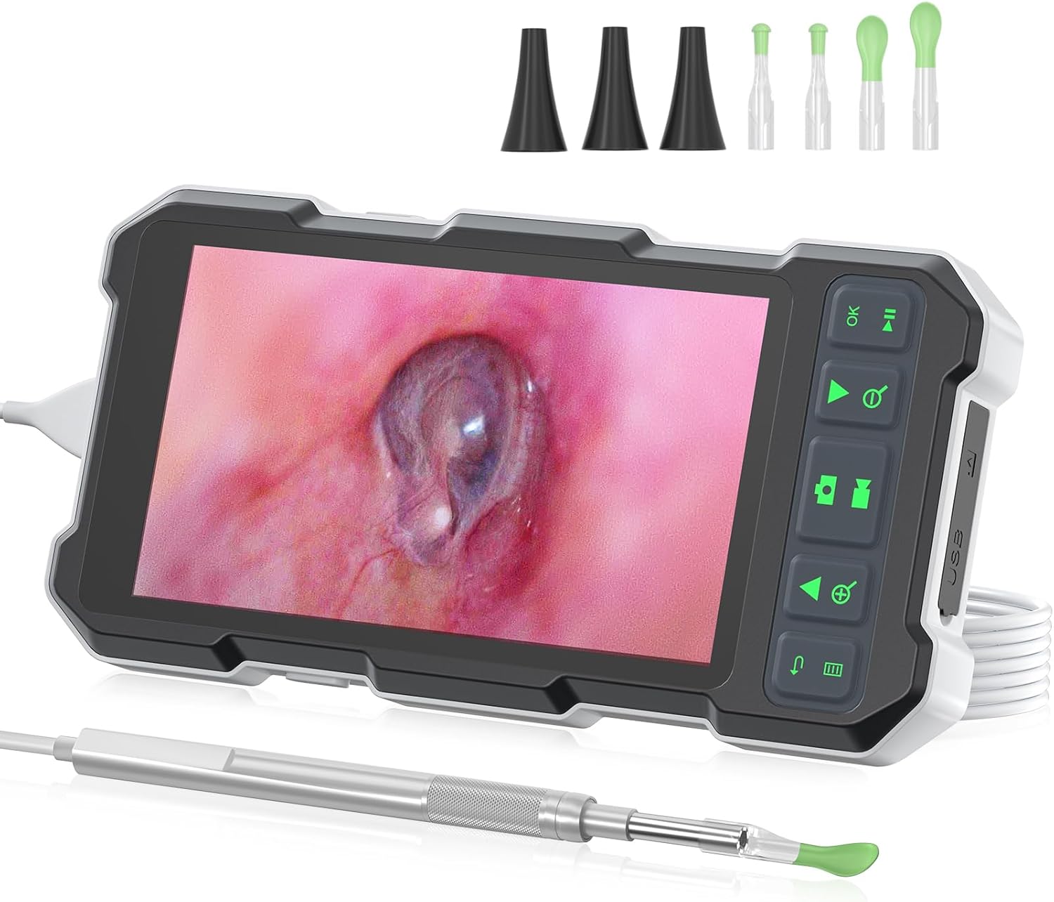 Ear Camera Otoscope, Digital Otoscope with 4.5" HD IPS Screen, Ear Scope Otoscope with Light for Kid, Adult, Ear Cleaner with Camera,1080P, Plug & Play at Home, 3000mAh Battery, Earwax Removal Kit
