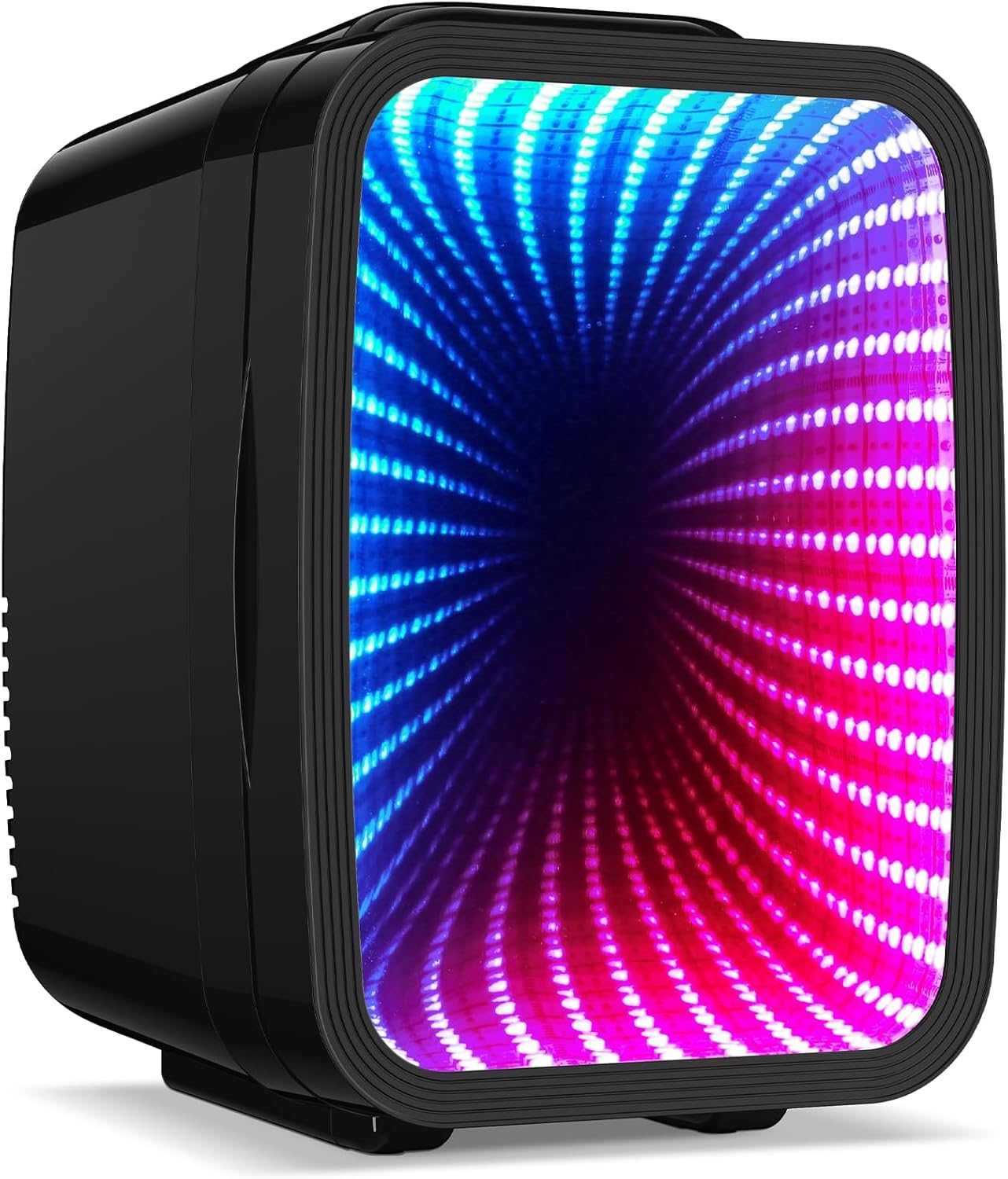 Mini Fridge, 4 Liter/6 Cans Small Refrigerator With Dimmable LED Light,AC/DC Portable Thermoelectric Cooler and Warmer Gaming mini fridge for Bedroom,Office,Gaming room and Car (Black)