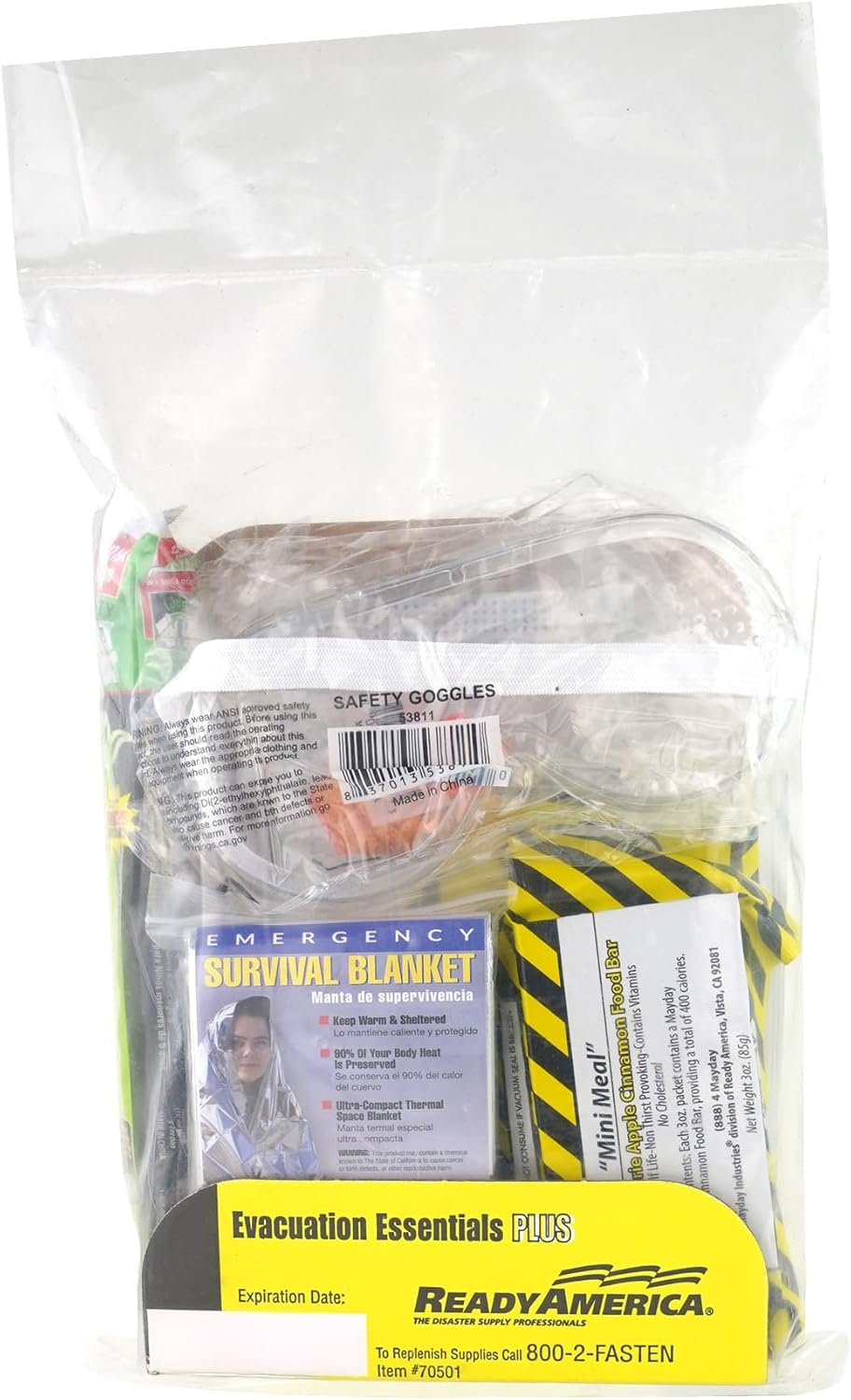 QuakeHOLD! Evacuation Essentials Plus Kit, Earthquake, Fire, Flood, Hurricane, Bug Out Bag, 5-Year Food, 5-Year Water, Emergency Preparedness Kit, Compact Survival Bag For Office, Home, Car, 1 Pack