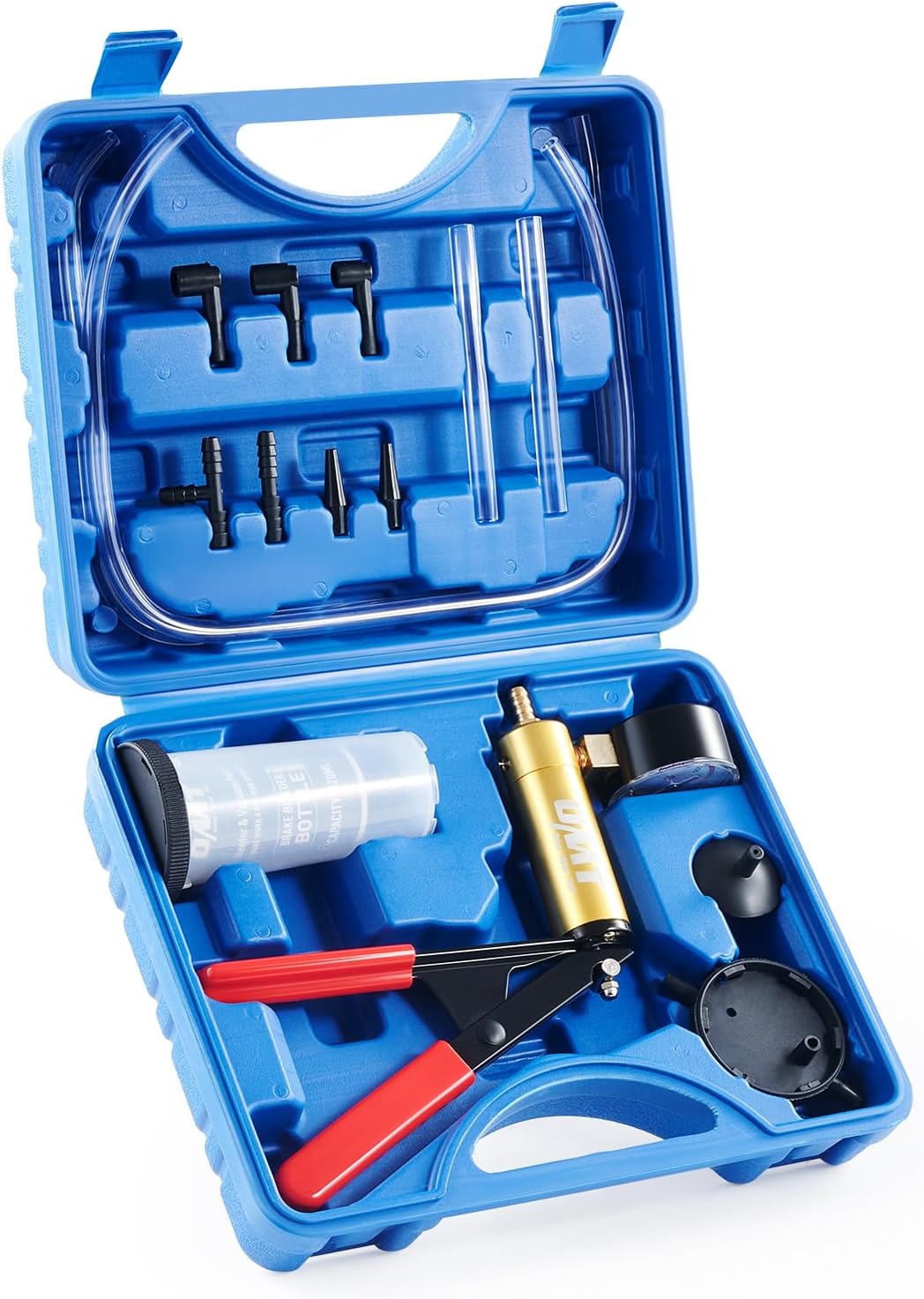Orion Motor Tech OMT Brake Bleeder Kit with Hand Vacuum Pump and Adapters | Brake Bleeding Kit for Brake Fluid Power Steering Fluid More | Vacuum Brake Bleeder Pump with Pressure Gauge, Case