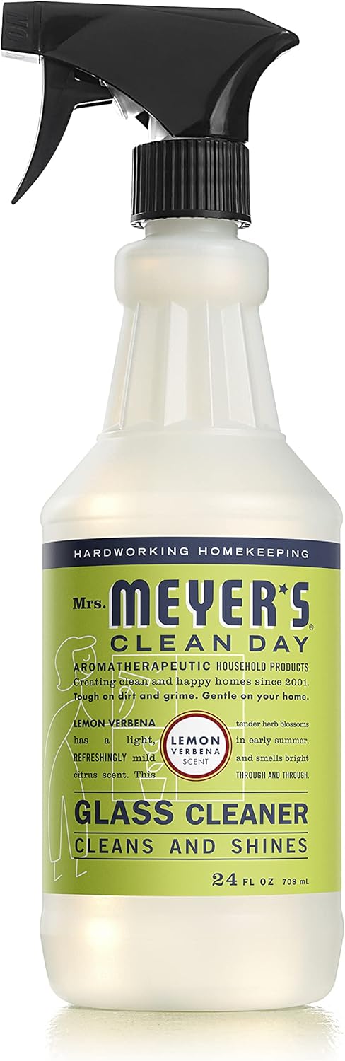 MRS. MEYER'S CLEAN DAY Mirror & Window Cleaner, Great for Indoor & Outdoor Glass Surfaces, Lemon Verbena, 24 Fl Oz