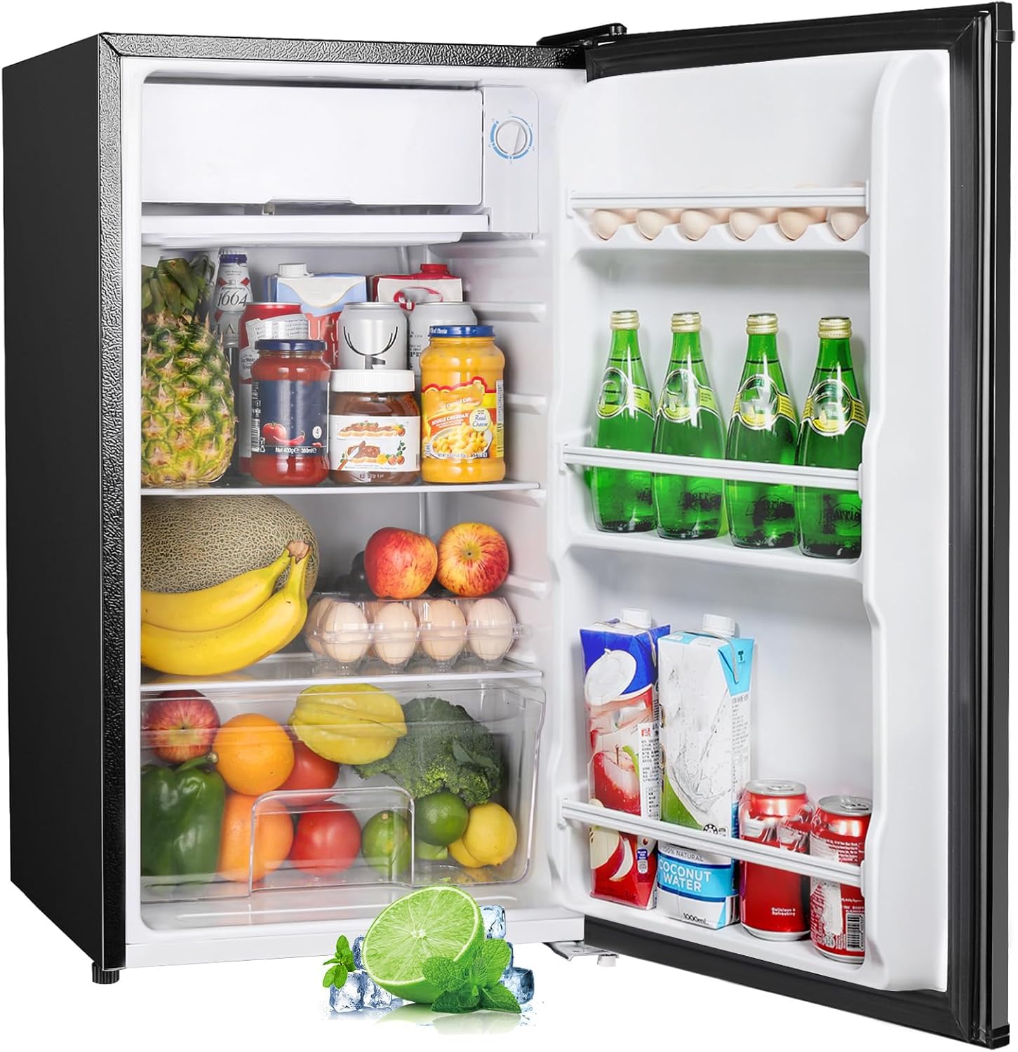 Upstreman 91L Under Counter Fridge with Chiller Box, Single Door Small Fridge, Adjustable Thermostat, Mini Refrigerator for Bedroom, Office, Dorm, BR321(Black)