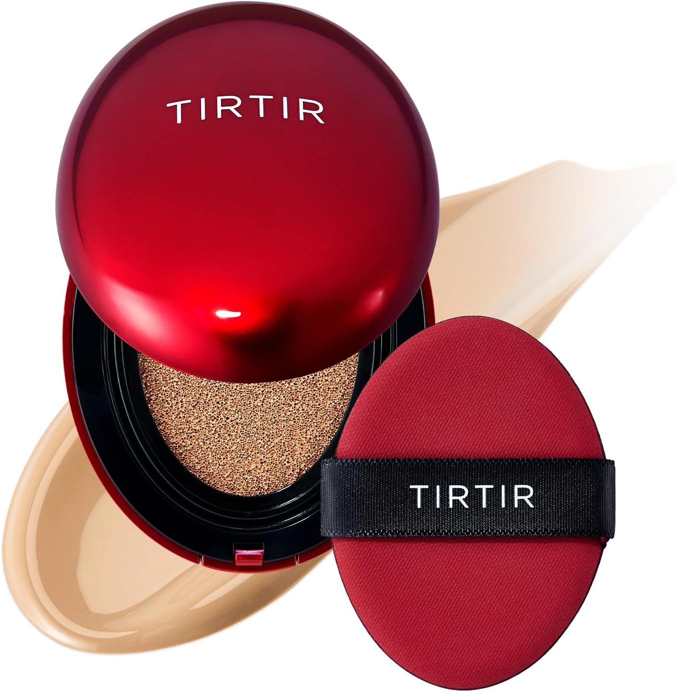 TIRTIR Mask Fit Red Cushion Foundation | Full coverage, Weightless, Skin fit, Satin Glow Finish, Korean Makeup, beauty, Tattoo cover up, Buildable (#27N Camel, 0.63 Fl Oz)