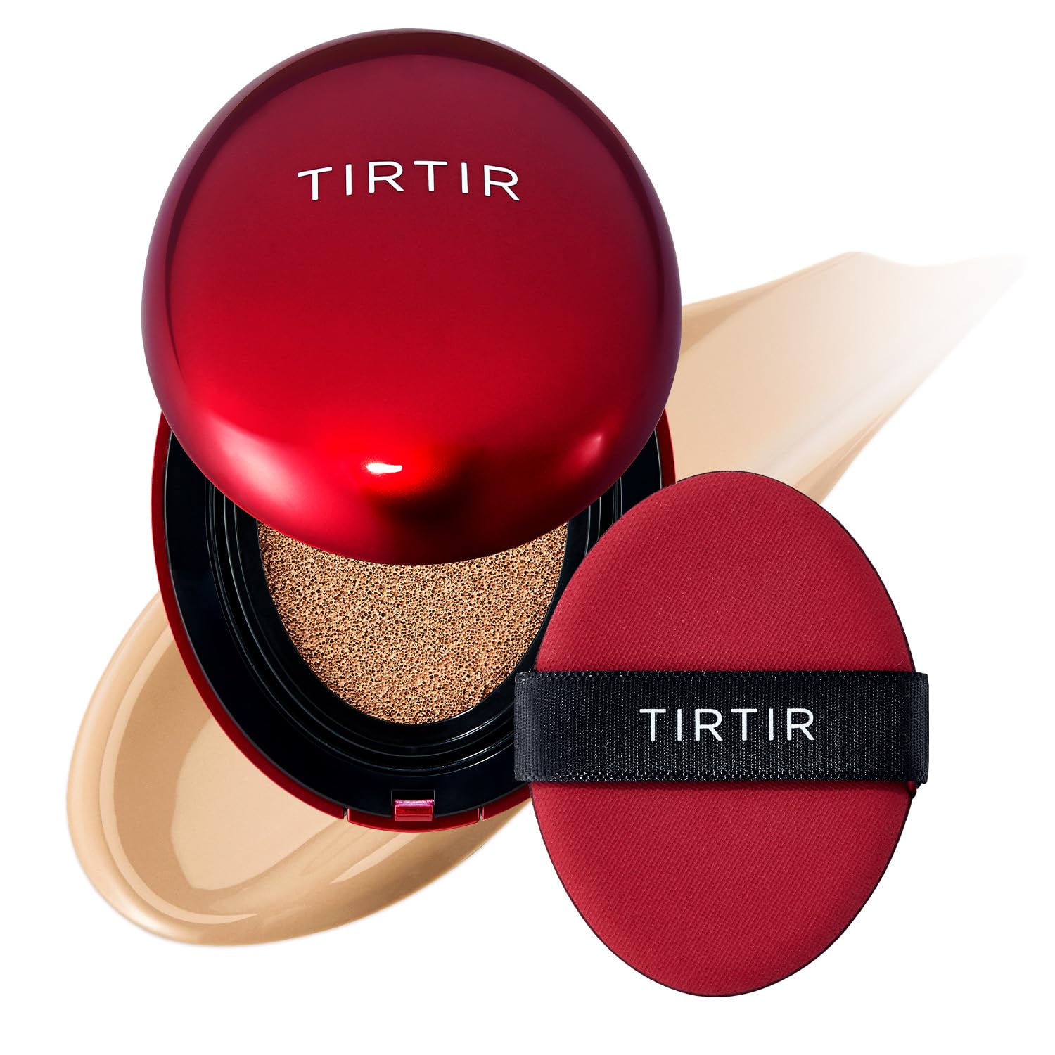 TIRTIR Mask Fit Red Cushion Foundation | Full coverage, Weightless, Skin fit, Satin Glow Finish, Korean Makeup, beauty, Tattoo cover up, Buildable (#27N Camel, 0.63 Fl Oz)