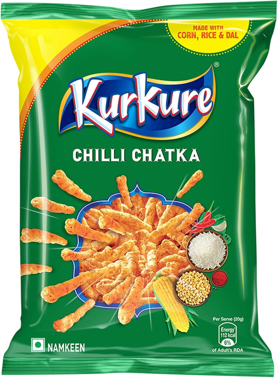 Kurkure Namkeen - Chilli Chatka - 94 g Pack - India