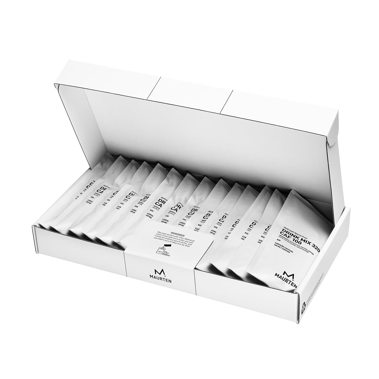 Maurten Drink Mix 320 CAF 100 - Box of 14 Sachets - High-carb sports drink with 80g carbohydrates & 100mg caffeine per serving - hydrogel for endurance, no preservatives, vegan & gluten-free