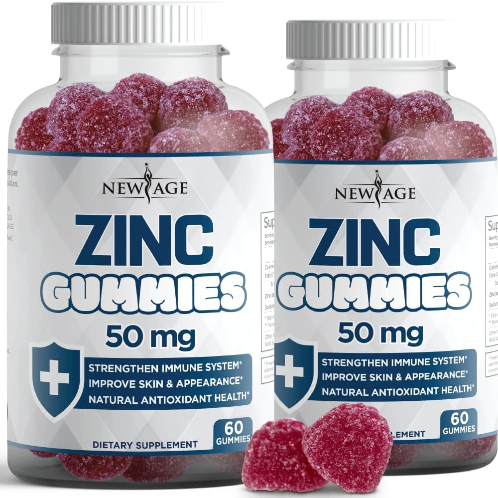 NEW AGE Zinc Gummies - 2 Pack - 50mg High Immune Booster Zinc Supplement, Immune Defense, Powerful Natural Antioxidant, Non-GMO - by New Age, 120 Count