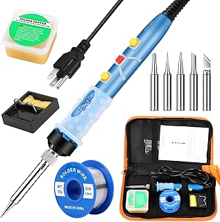 Soldering Iron Kit Electronics, SREMTCH 80W Digital LCD Adjustable Temperature Welding Tool with ON-Off Switch,10 in 1 solder gun