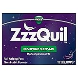 ZzzQuil, Nighttime Sleep Aid LiquiCaps, 25 mg Diphenhydramine HCl, No.1 Sleep-Aid Brand, Non-Habit Forming, Fall Asleep Fast, 12 Count