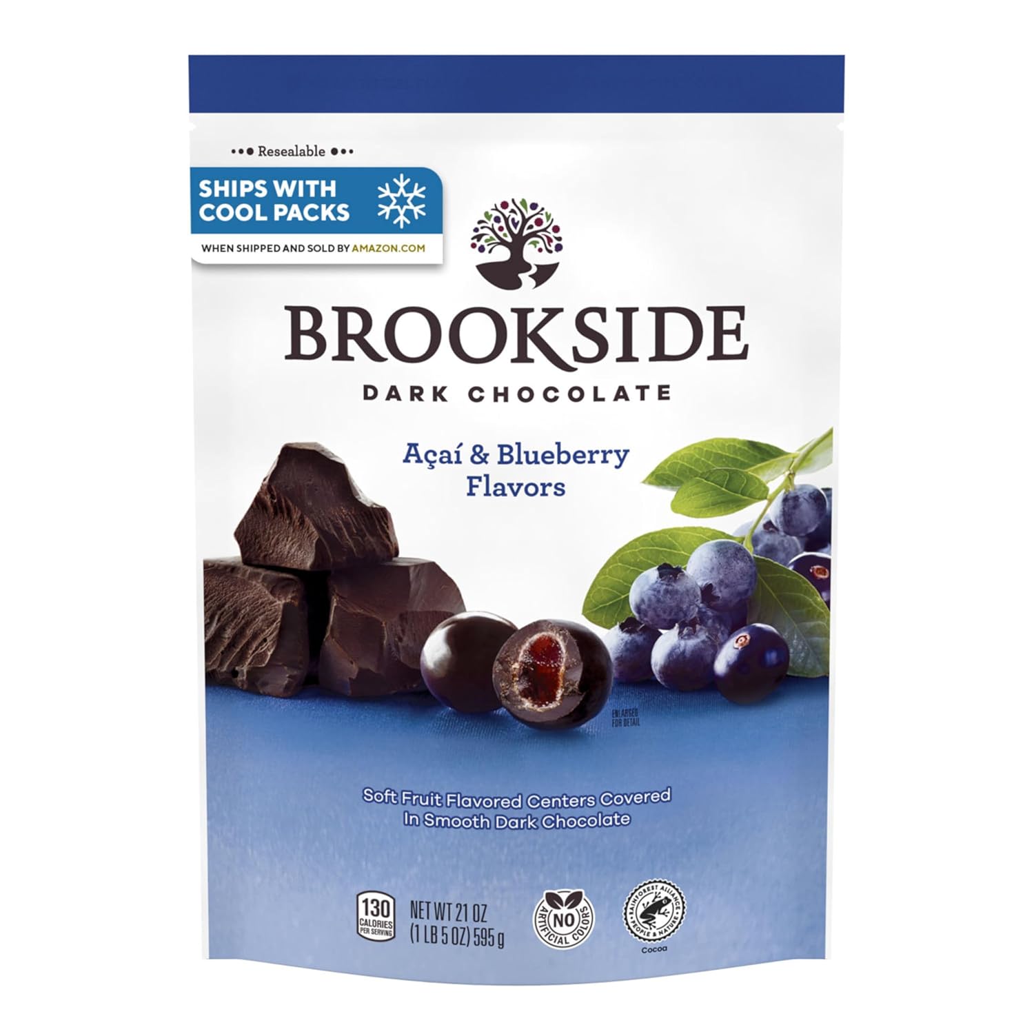 BROOKSIDE Dark Chocolate, Acai and Blueberry Flavored Snacking Chocolate Bag, 21 oz