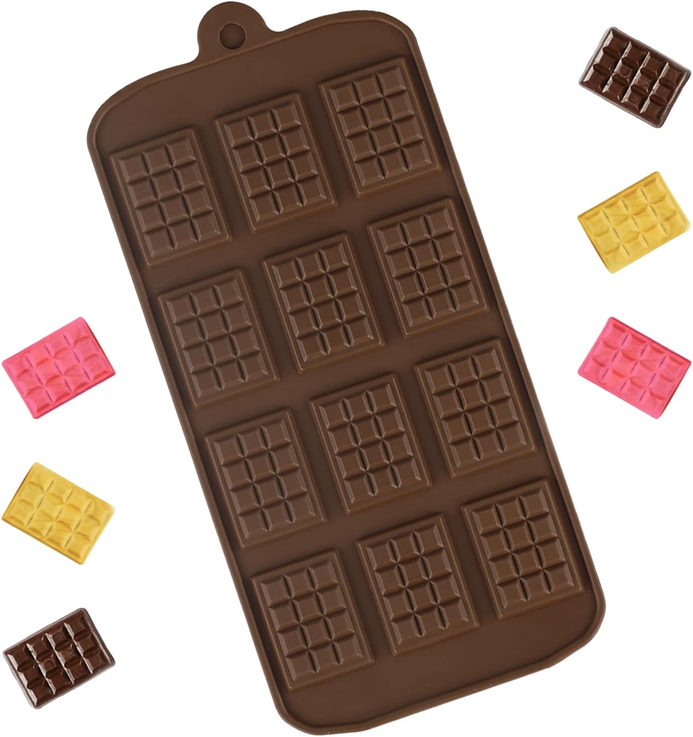 Small Silicone Chocolate Bar Mould - 12-Cavity Mini Candy Chocolate Making Mold, Non-Stick, Reusable for DIY Baking and Candy Bars, Chocolate Mold