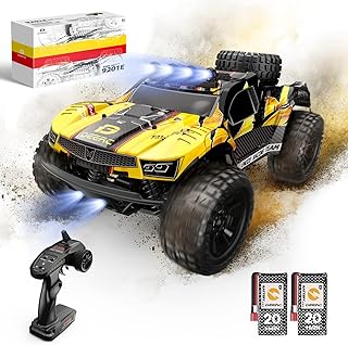 DEERC 9201E 1:10 Large Remote Control Truck with Lights, Fast Short Course RC Car, 48 km/h 4x4 Off-Road Hobby Grade Toy Monster Crawler Electric Vehicle with 2 Rechargeable Batteries for Adult Kid Boy