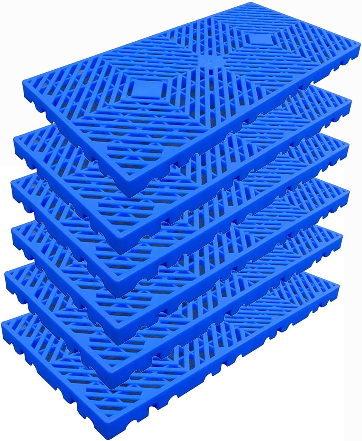 Plastic Pallets, Lightweight Moisture-Proof Floor Pallets, Breathable Grid Ventilation Pallet, for Kitchen Supermarket Garages Outdoor Closets Storage Rooms (6pcs-11.8 * 23.6 * 1.18IN)