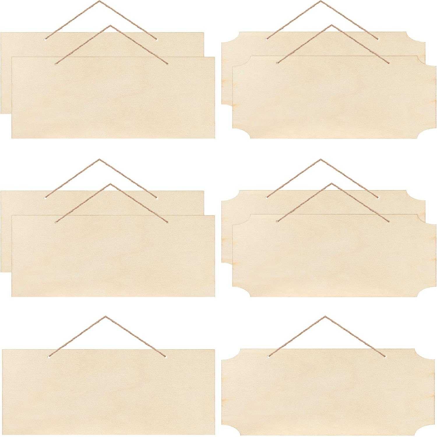 10 Pcs Unfinished Hanging Wood Sign 9. 8 x 3. 9 Inch Blank Wooden Signs Rectangle Plaque Wooden Slices Banners with Ropes for Painting Writing DIY Home Crafts Supplies
