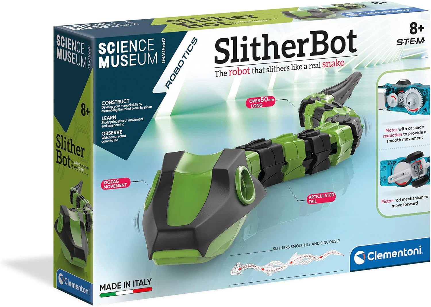 Clementoni Science Museum Slither Bot - Moving Snake Robot Toy for Kids, Educational STEM Learning Kit (8+ Years)