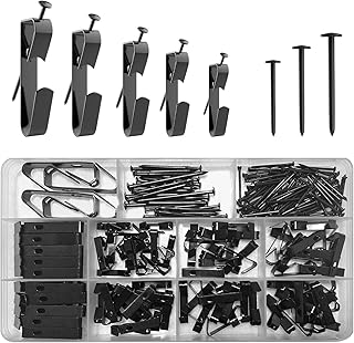 220 Pcs Picture Hangers, 5 Sizes Picture Hanging Kit,10lb, 20lb, 30lb, 50lb,100lb Picture Hanging Hooks, Picture Frame Hangers, Picture Hooks, Frame Hanger Kit for Picture, Canvas, Mirror (Black)