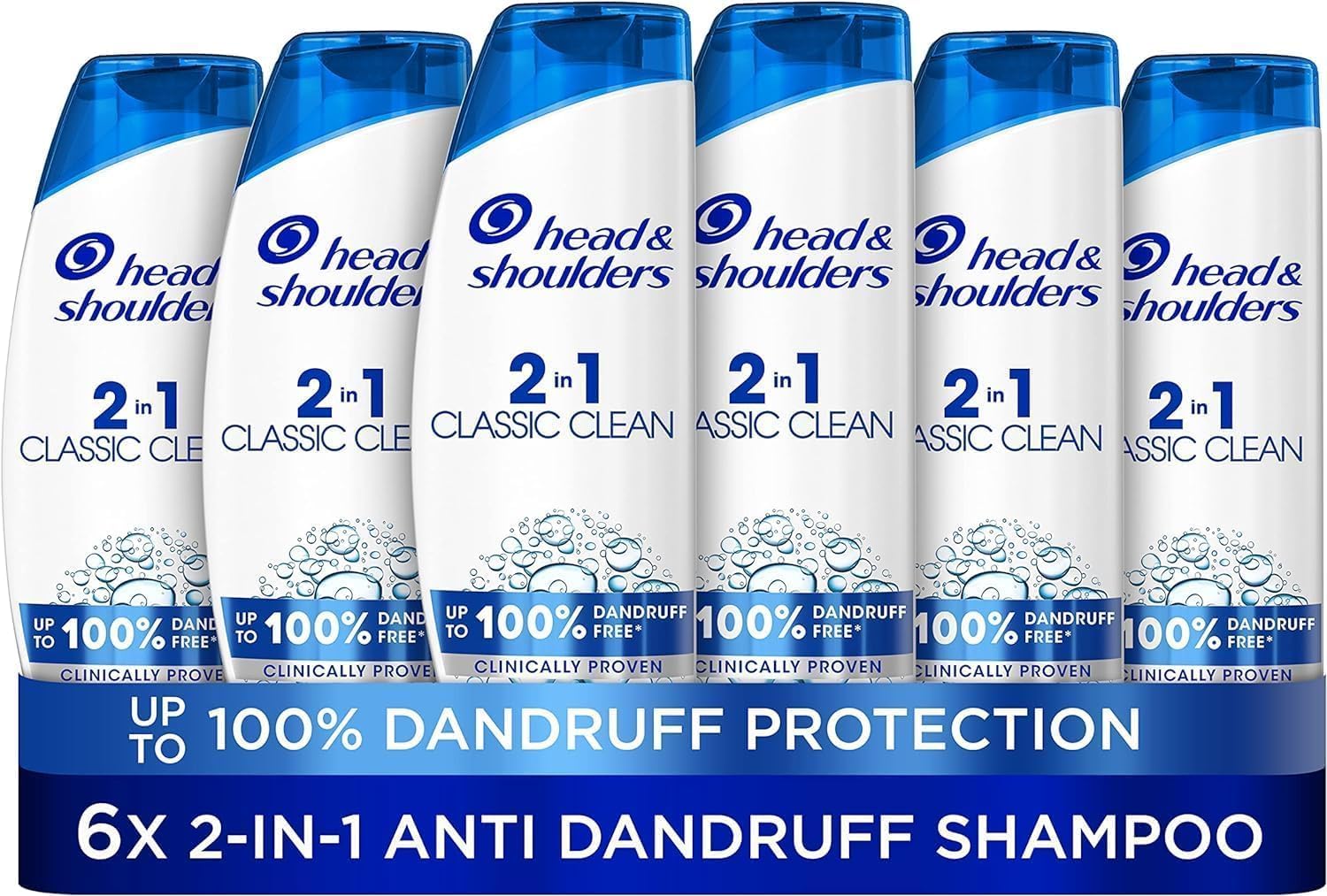 Head & Shoulders Classic Clean Anti-Dandruff 2-in-1 Shampoo, Six-Pack,6 x 250 ml, Clinically Proven Deep Clean, UK number 1 Shampoo
