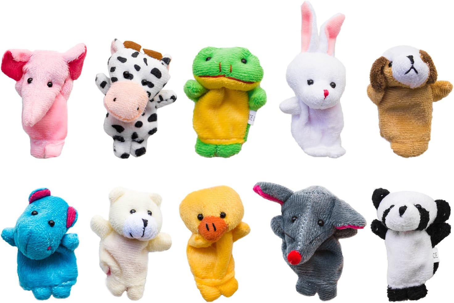 Super Z Outlet Velvet Cute Animal Style Finger Puppets for Children, Shows, Playtime, Schools - 10 Animals Set