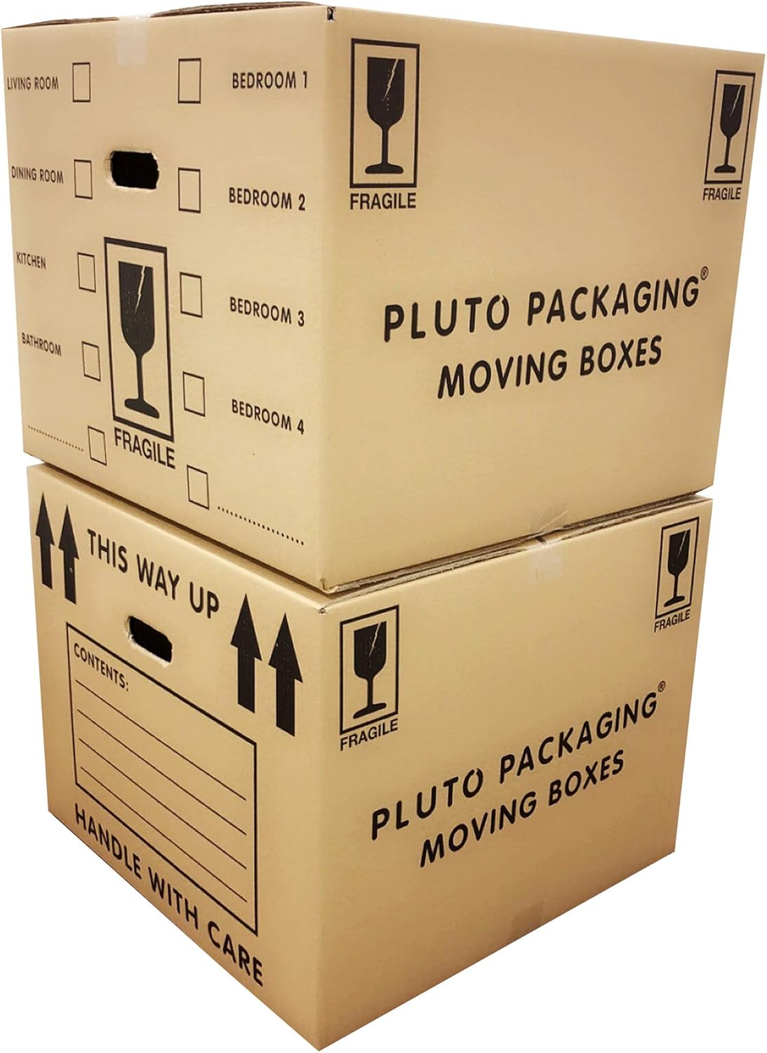 10 Extra Large Cardboard Storage Packing Moving House Boxes with Carry Handles and Room List 53cm x 53cm x 41cm 115 Litres