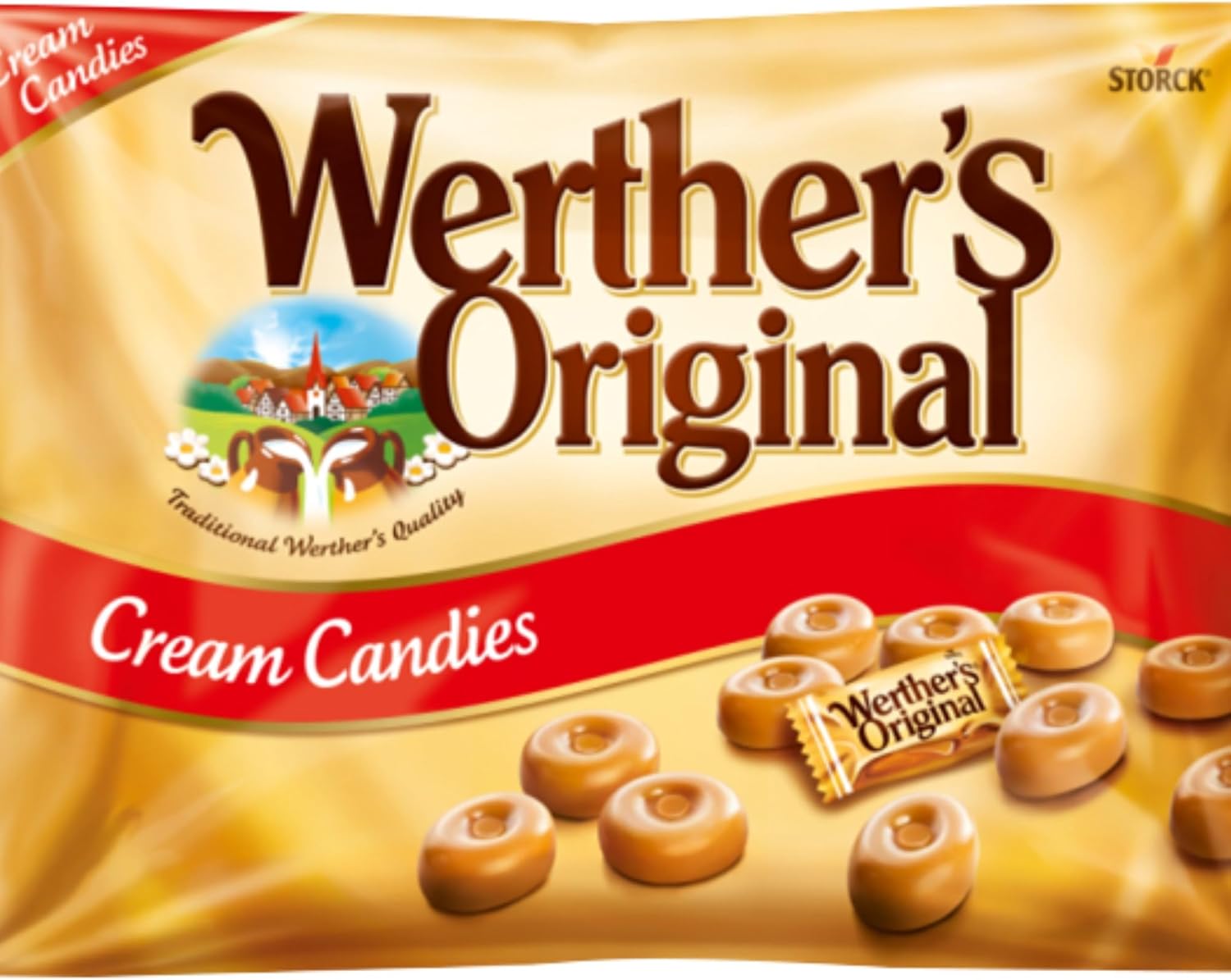 Werther's Original Cream Candies, Classic Buttery Caramel Treats, Gluten-Free & Vegetarian, 1 kg Sharing Bag (Pack of 1)