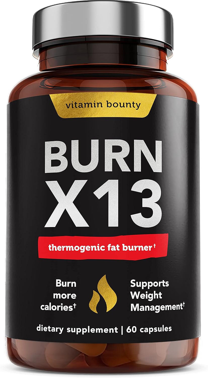 Vitamin Bounty Advanced Thermogenic Fat Burner for Men & Women - Burn X13 Weight Loss Supplement with 13 Powerful Ingredients - Metabolism Booster, Energy & Appetite Control - 60 Capsules