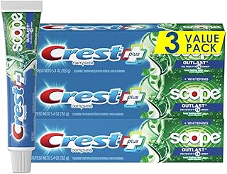 Crest Complete Whitening + Scope, Long Lasting Mint Toothpaste, Triple Pack (3 Count of 5.4 oz Tubes), 16.2 oz