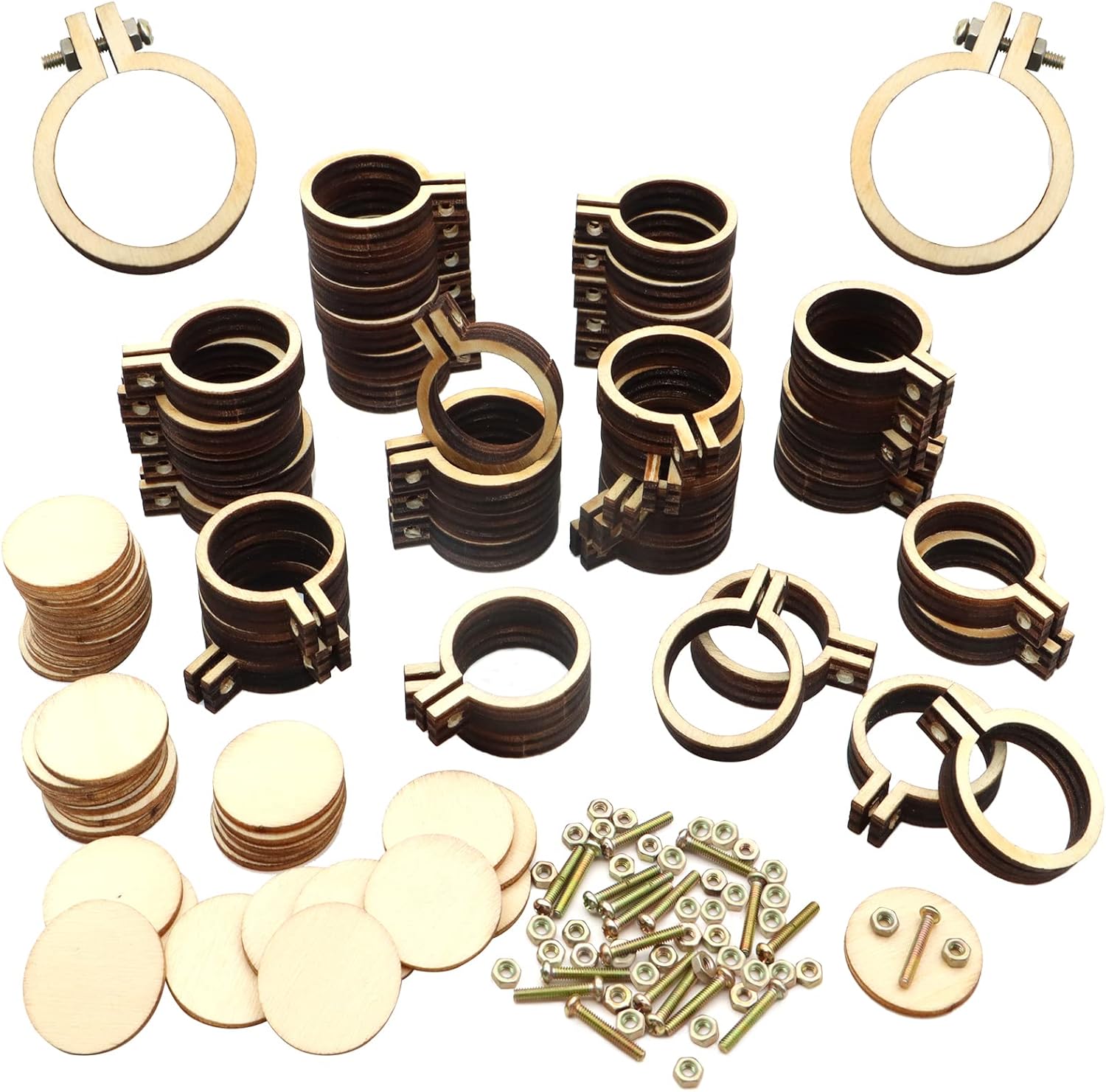 ZOCONE 40 Packs Mini Embroidery Hoops, Small Ring Tiny Embroidery Hoops, Round Wood Hoops for DIY Pendant Embroidery Necklace Jewelry Pendant and Keychain