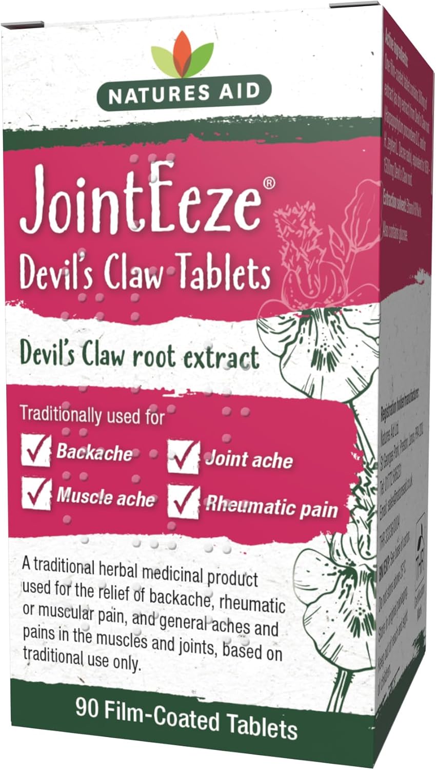Natures Aid JointEeze Devils Claw 300mg – High Strength Herbal Tablets – Supports Joint Health & Mobility – Vegan, Gluten-Free, Non-GMO – THR Registered Traditional Remedy – 90 Tablets