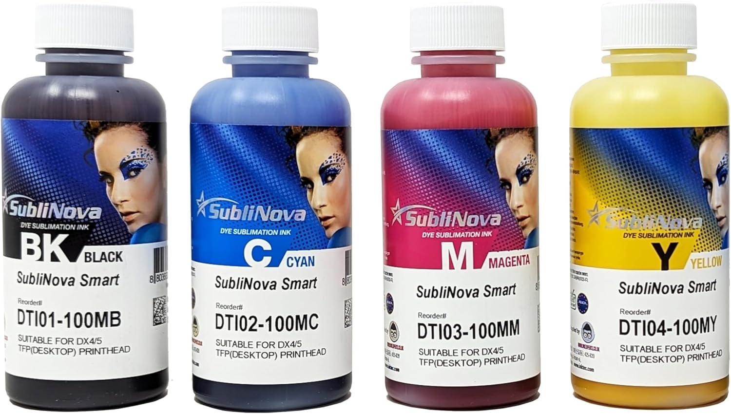 Ink Tec Sublinova Smart DTI Dye Sublimation Inks (4 Colour Set (C,M,Y,K), 100ml)