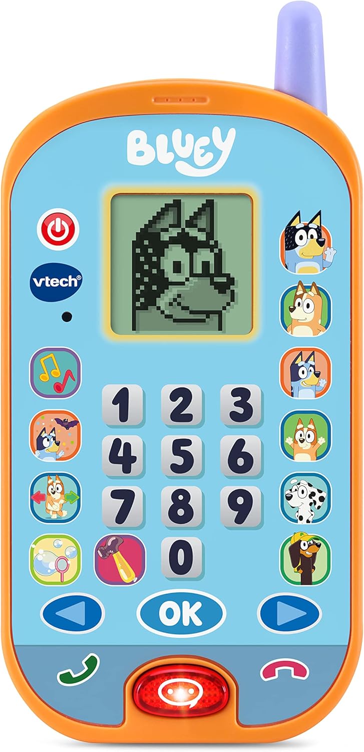 VTech Bluey Ring Ring Learning Phone, Official Bluey Toy, Interactive Role Play Phone, Toy Phone With Voice Activation, Games & Numbers, Educational Gift Children Ages 3, 4+ Years, English Version