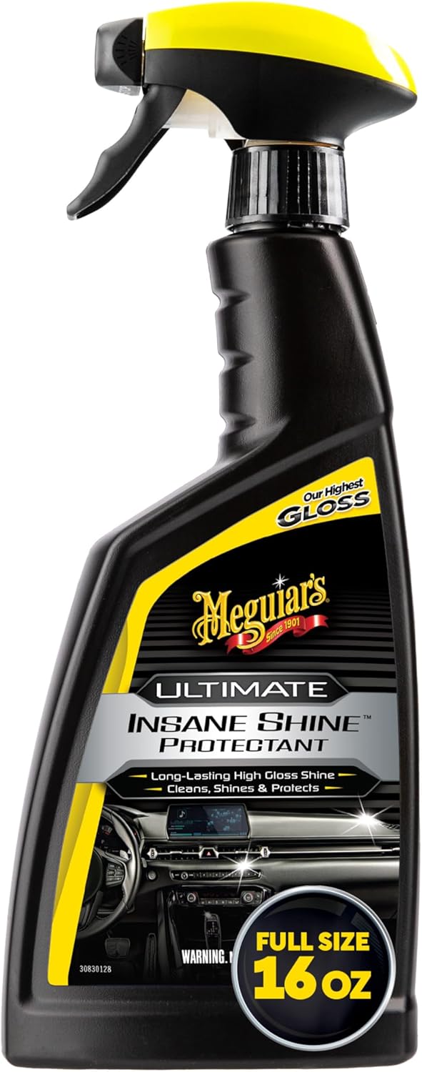 Meguiar's G220216 Ultimate Insane Shine Protectant, Car Cleaning Spray That Creates a Lasting and Glossy Shine, Auto Care Product Safe for Exterior and Interior Surfaces, 16 Oz