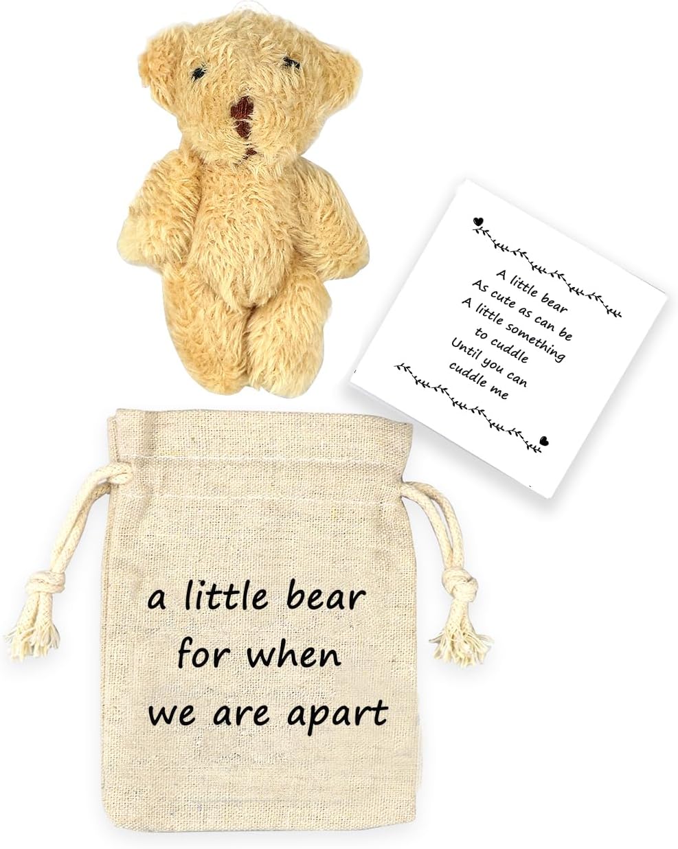 LUOKIFUR Pocket Bear - Long Distance Teddy Bear I Love You Couple Memorial Gift Missing You Gift