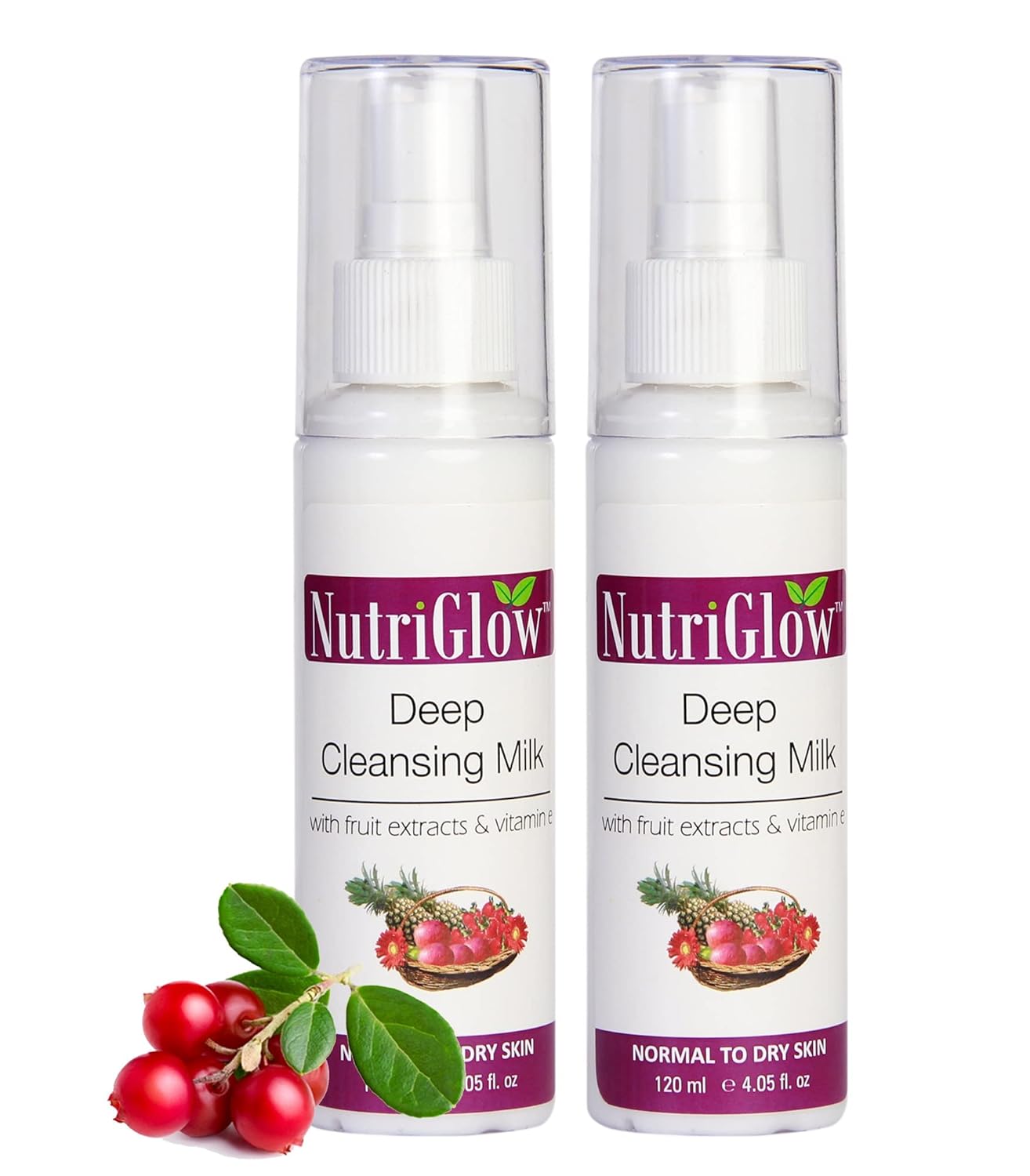 NUTRIGLOW Deep Cleansing Milk With Fruit Extracts and Vitamin E For Radiant Glow, Bright and Clear Skin, 120ml Each, Pack of 2