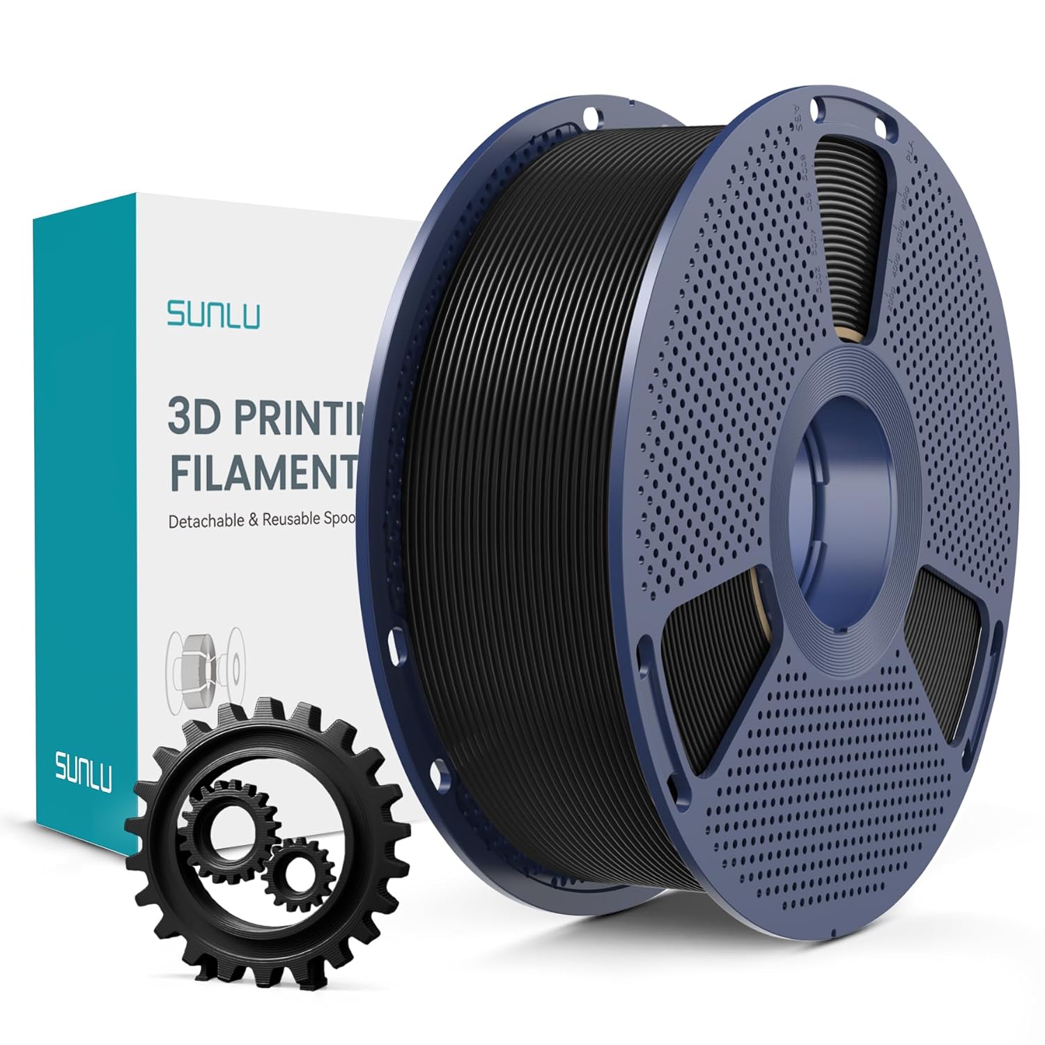 SUNLU PLA+ Filament 1.75mm, Enhanced Durability and High Strength, PLA Plus 3D Printer Filament for 3D FDM Printers, 1kg Spool, pla+ Black