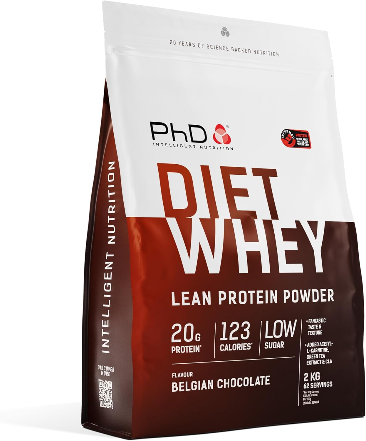PhD Nutrition Diet Whey High Protein Lean Matrix, Belgian Chocolate Whey Protein Powder, High Protein, 80 Servings Per 2 kg Bag [Package May Vary]