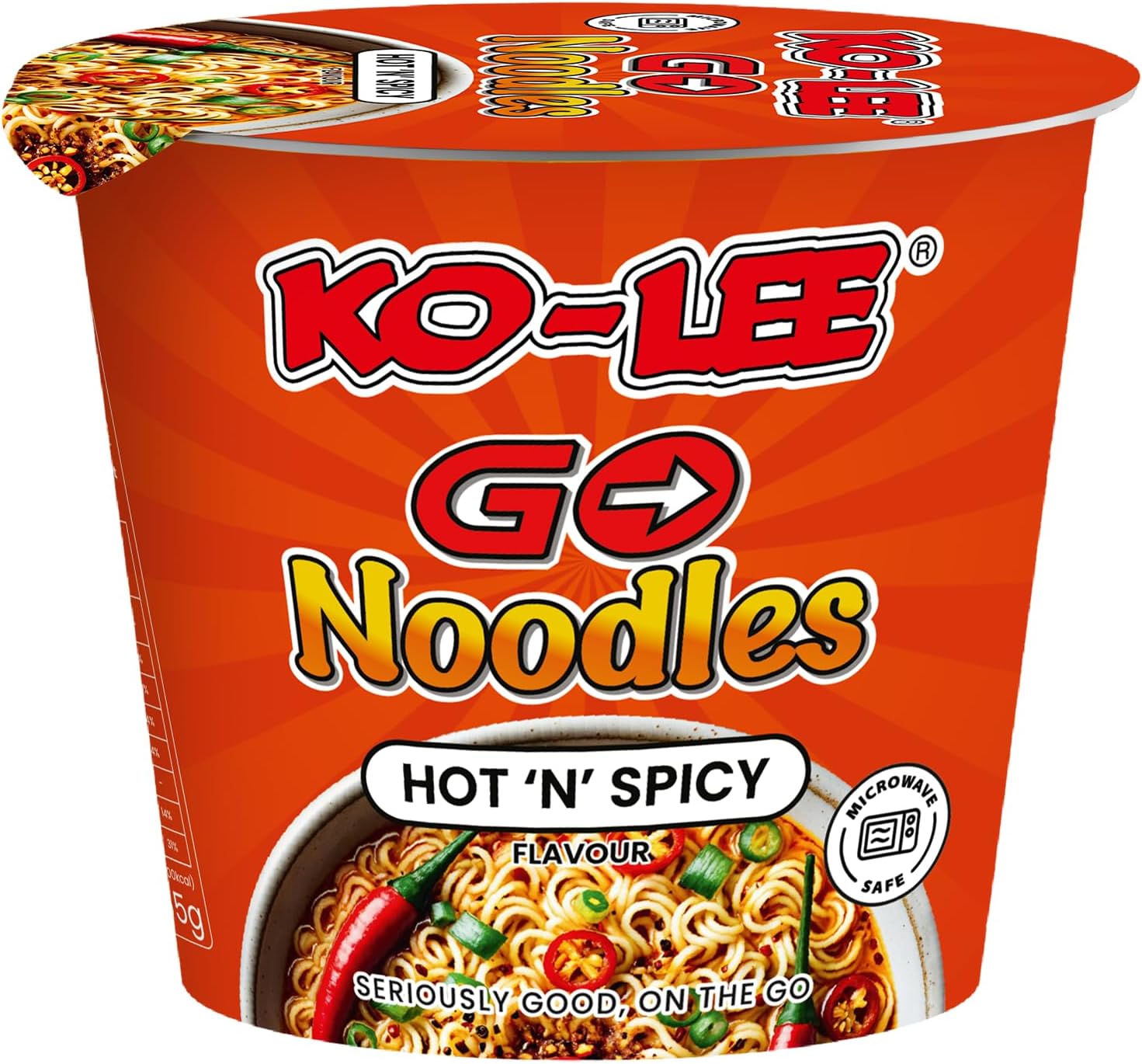 KO-LEE Go Cup Hot & Spicy Instant Noodles – Bold Flavour Cup Ramen, Microwavable Snack | 65g (Pack of 6)